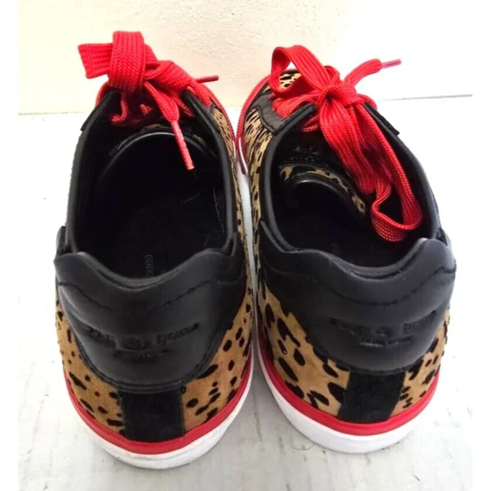 Rag & Bone Army Cheetah Print Low Top Leather Women's Sneakers sz 37.5 /…